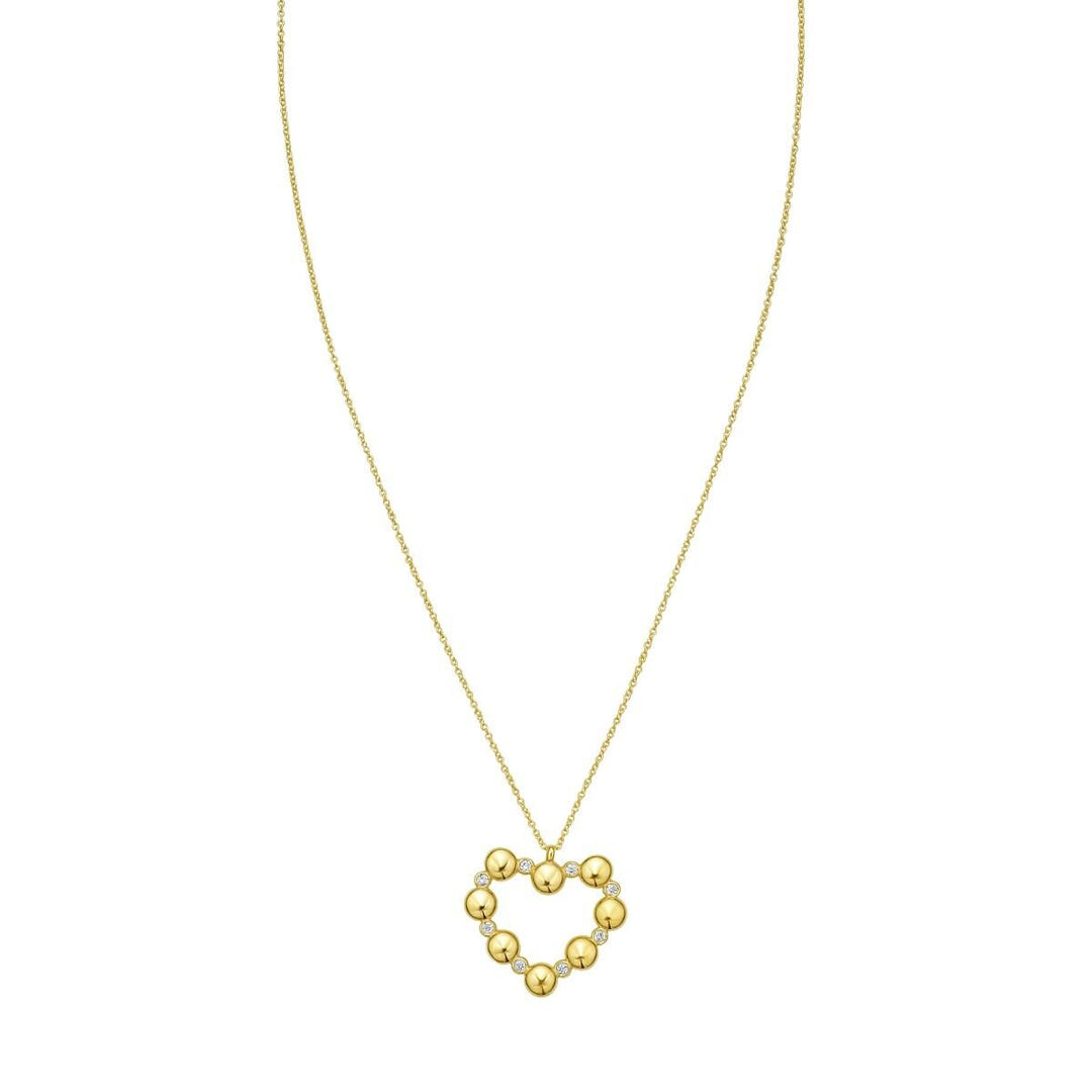 14K Diamond Heart Bauble Necklace, front view
