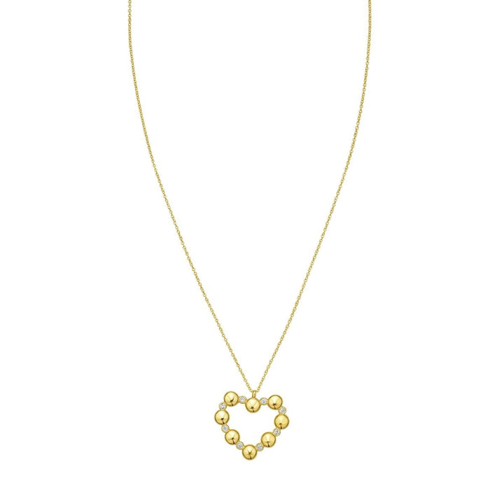 14K Diamond Heart Bauble Necklace, front view