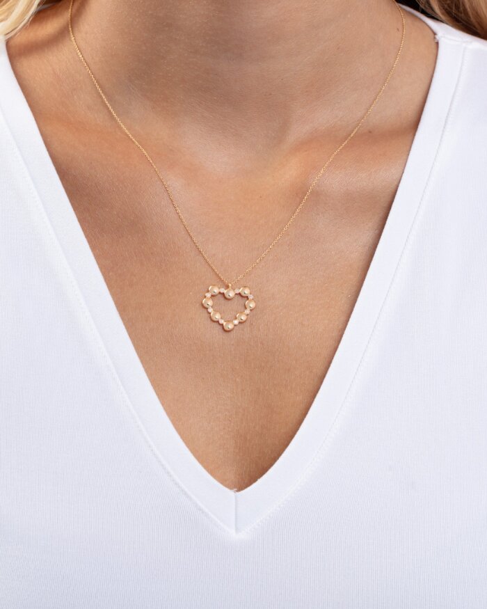 14K Diamond Heart Bauble Necklace, view 2