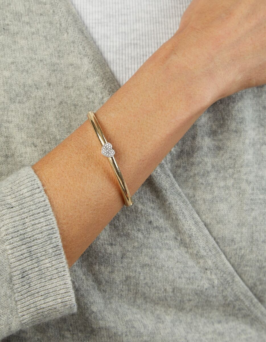 14K Diamond Heart Stretch Mesh Bracelet, view 2