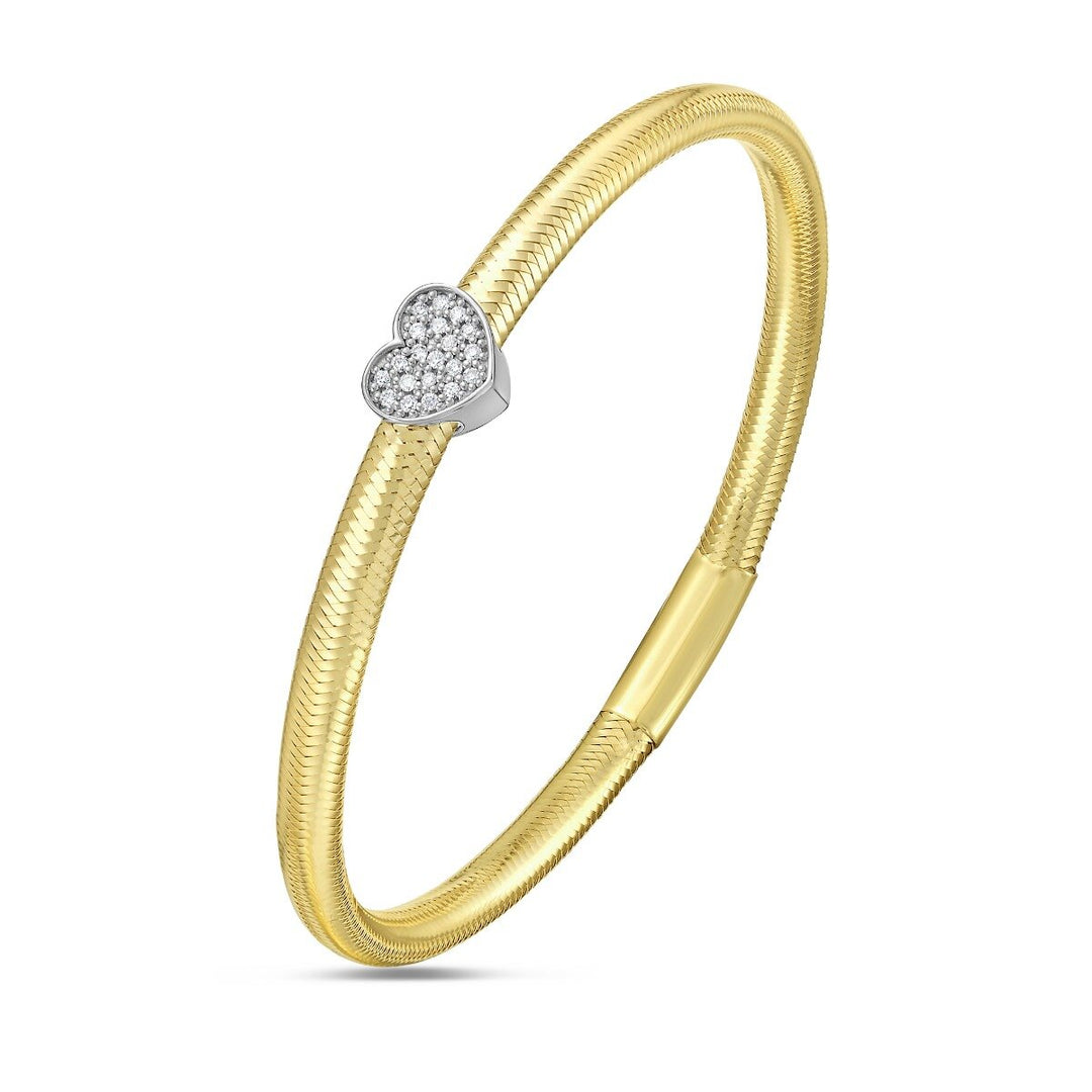 14K Diamond Heart Stretch Mesh Bracelet, view 3