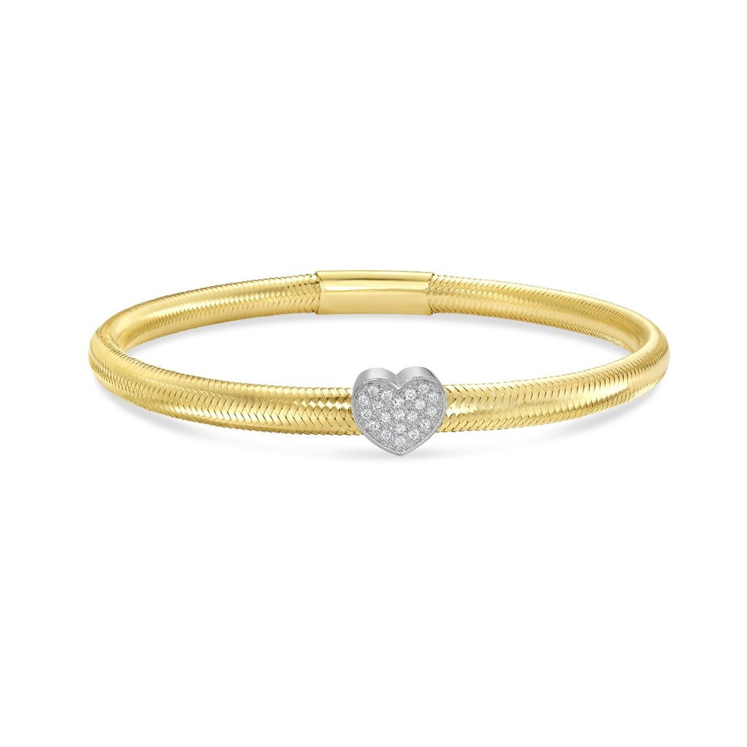 14K Diamond Heart Stretch Mesh Bracelet, view 4