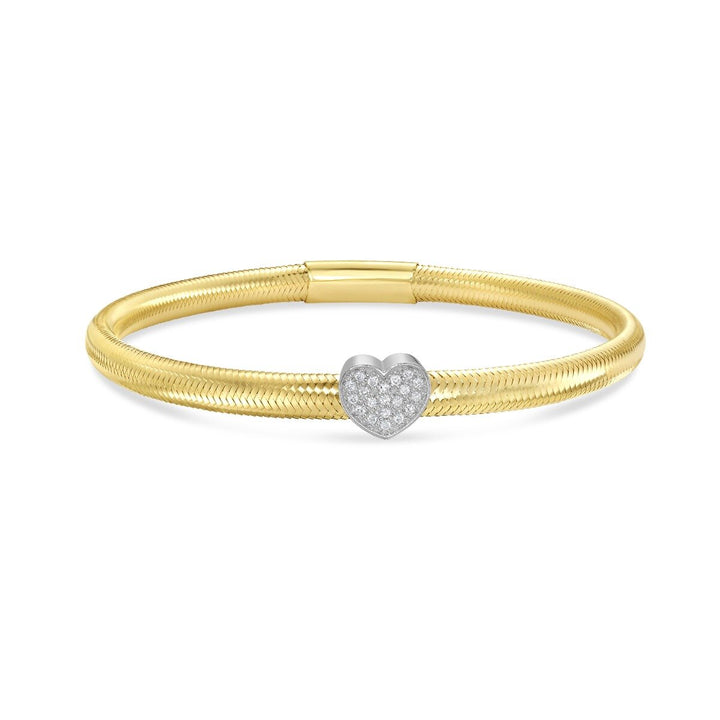 14K Diamond Heart Stretch Mesh Bracelet, view 4