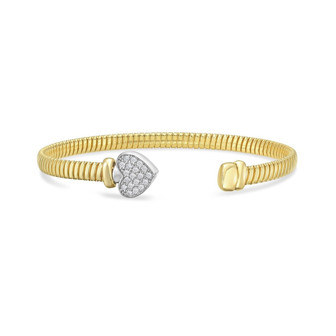 14K Diamond Heart Tubogas Cuff, front view