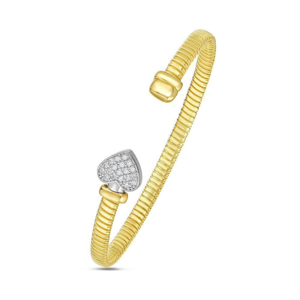14K Diamond Heart Tubogas Cuff, view 2