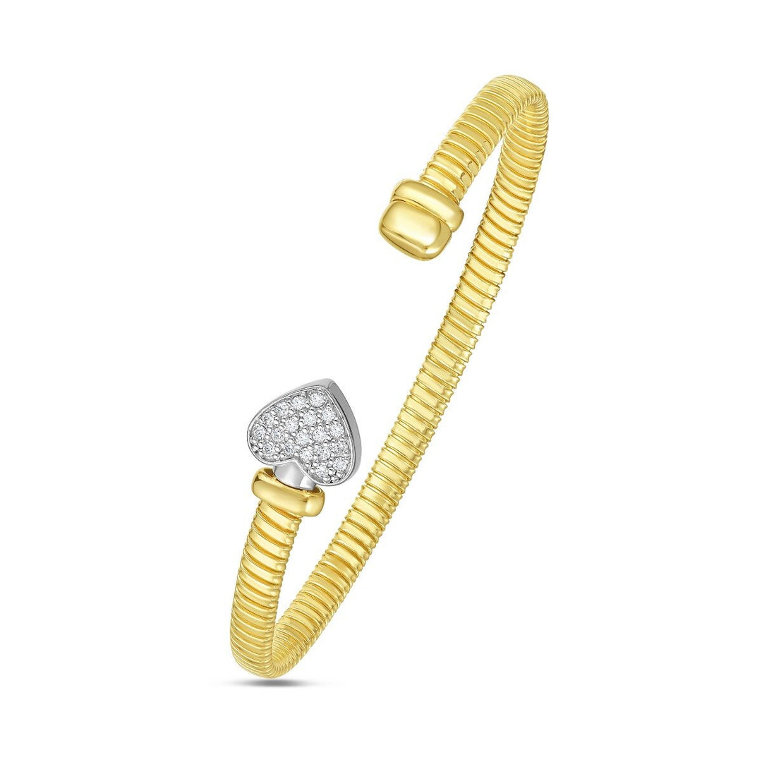 14K Diamond Heart Tubogas Cuff, view 2