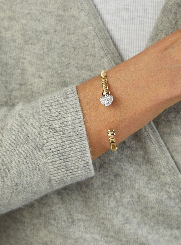 14K Diamond Heart Tubogas Cuff, view 3