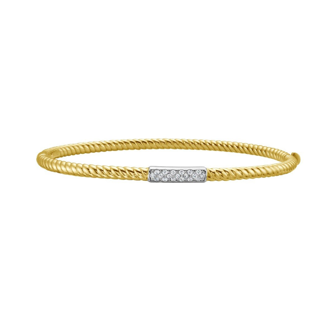 14K Diamond Italian Cable Bangle, front view