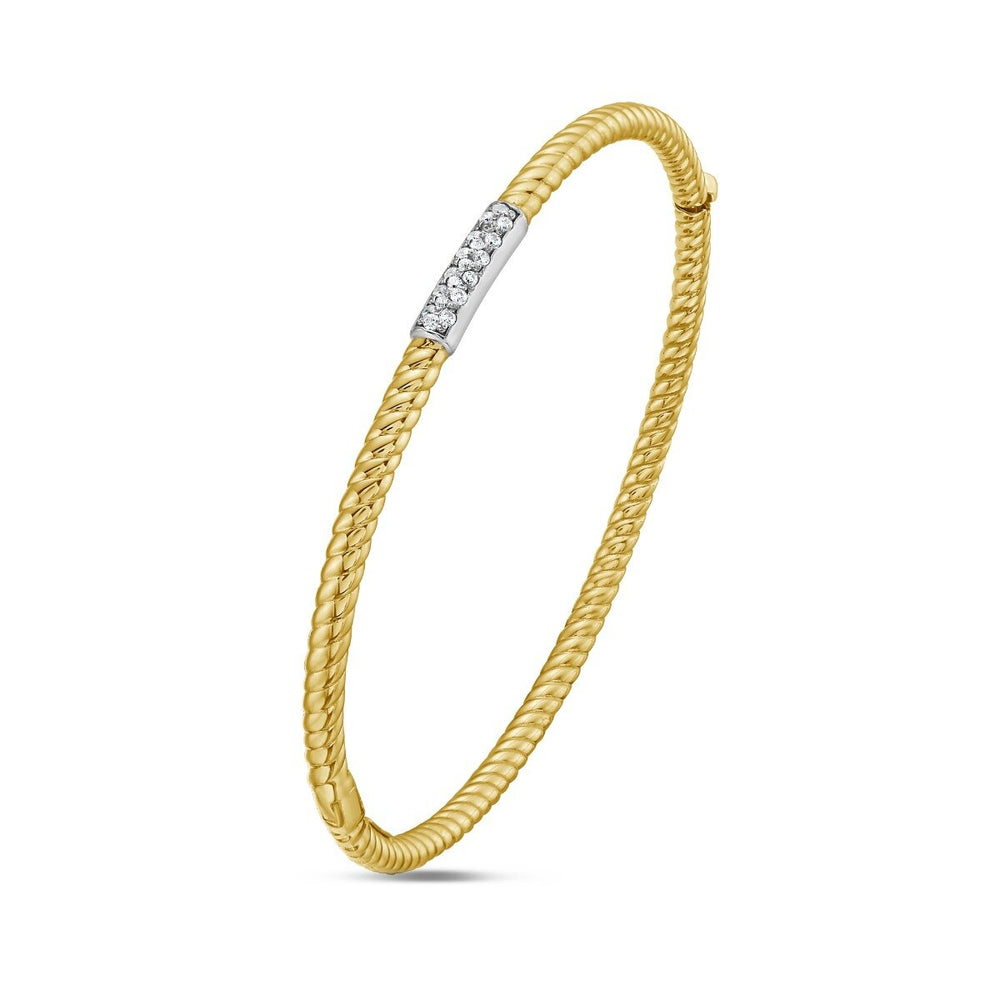 14K Diamond Italian Cable Bangle, view 2