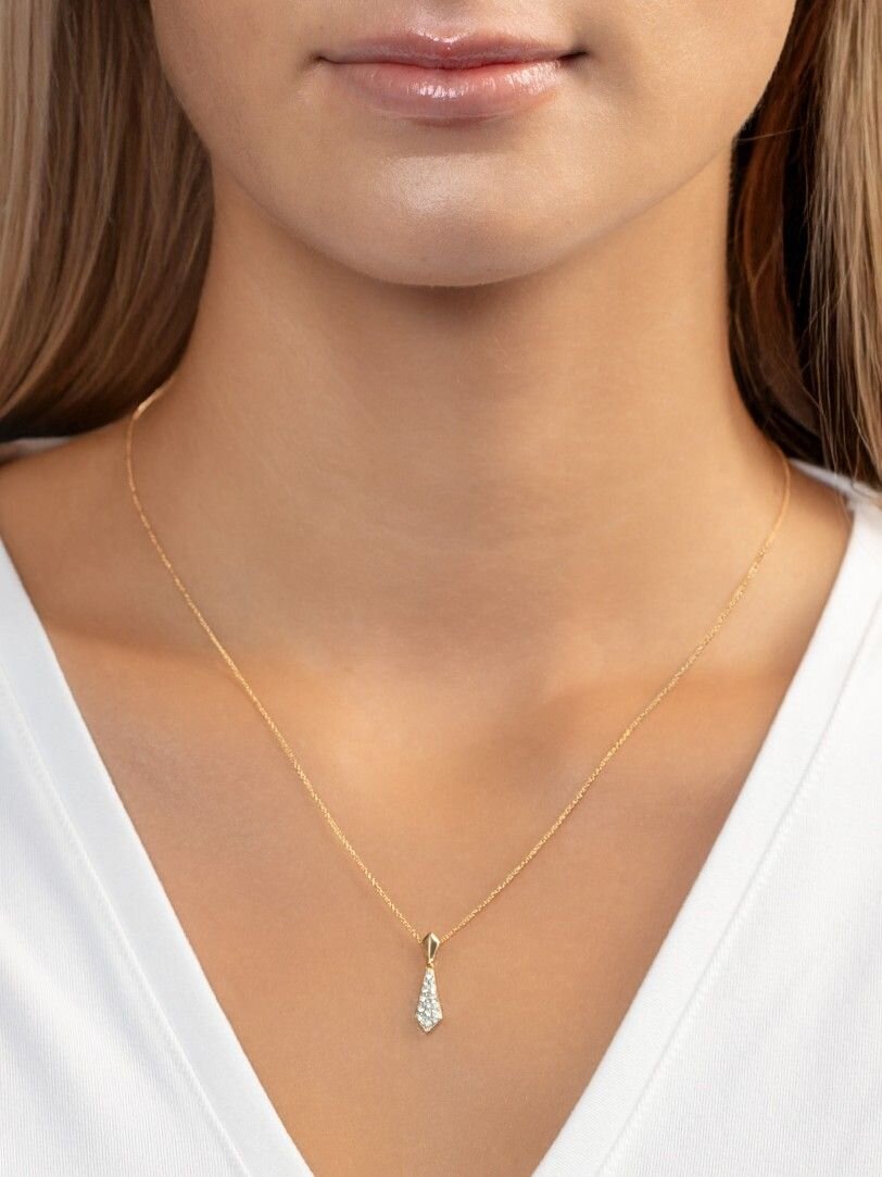 14K Diamond Necktie Necklace, view 5