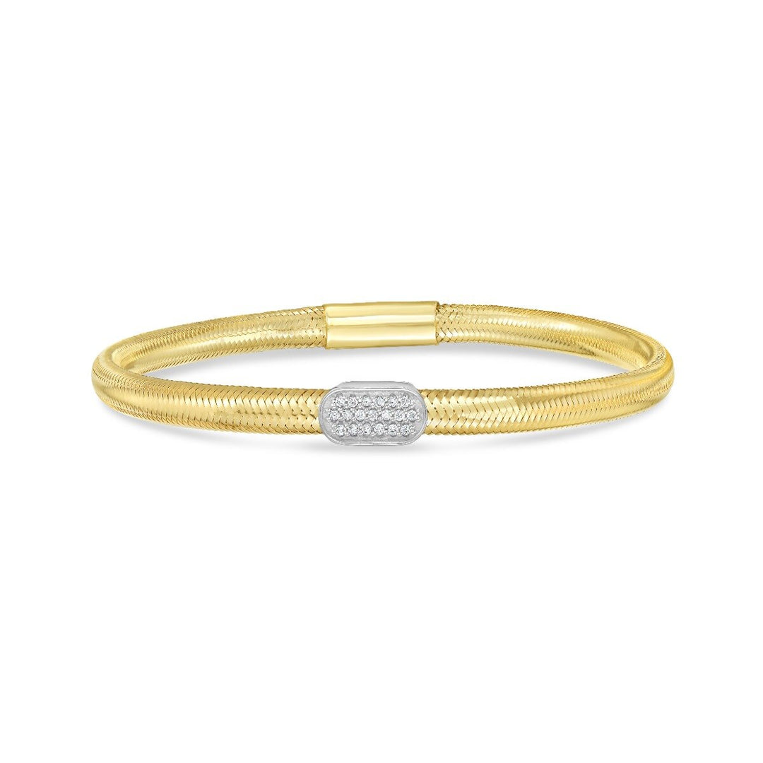 14K Diamond Oval Stretch Mesh Bracelet, front view