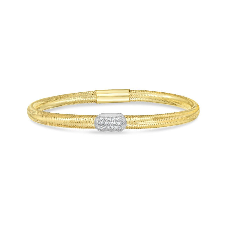 14K Diamond Oval Stretch Mesh Bracelet, front view