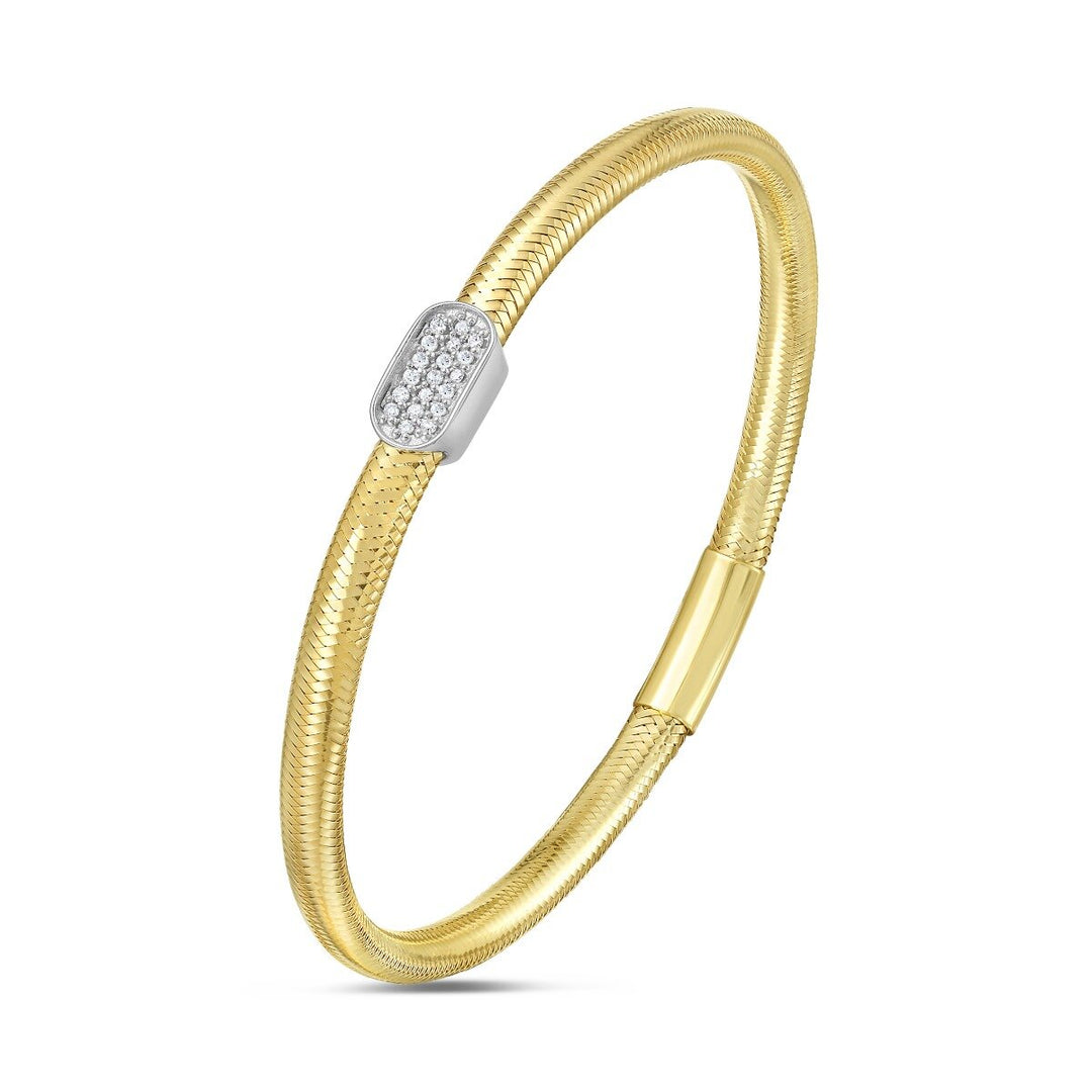 14K Diamond Oval Stretch Mesh Bracelet, view 3