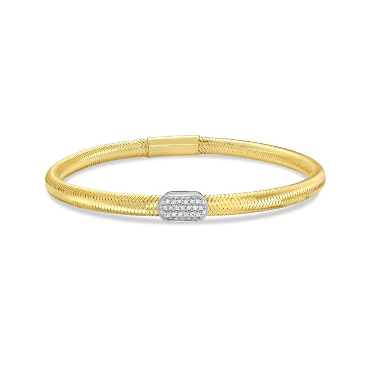 14K Diamond Oval Stretch Mesh Bracelet, view 4