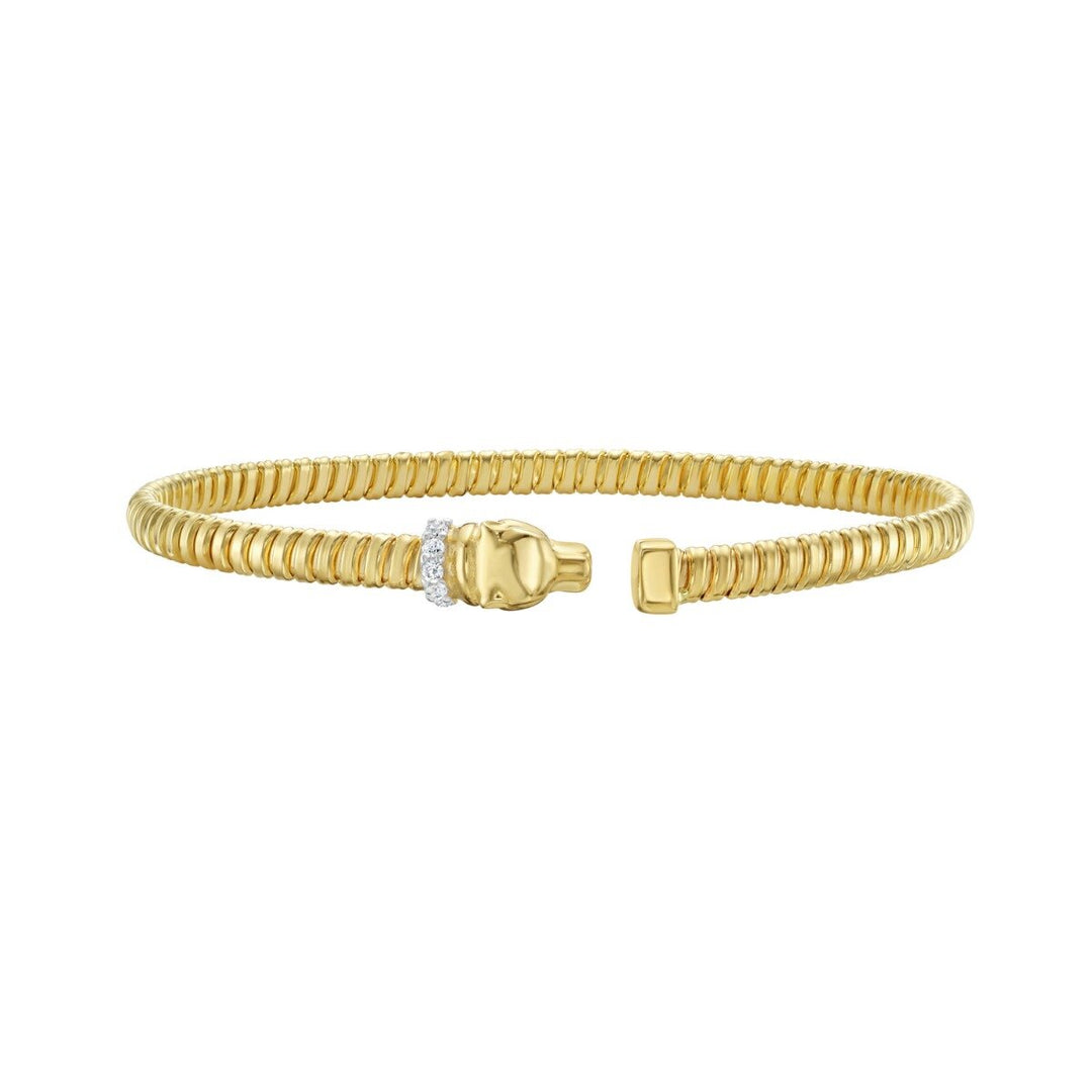 14K Diamond Panther Tubogas Cuff, front view