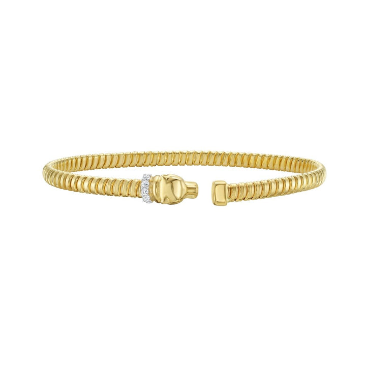 14K Diamond Panther Tubogas Cuff, front view