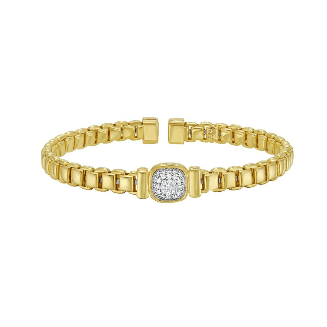 14K Diamond Pave Venetian Cuff, front view