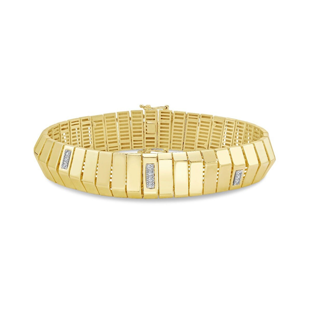 14K Diamond Piano Link Bracelet, front view