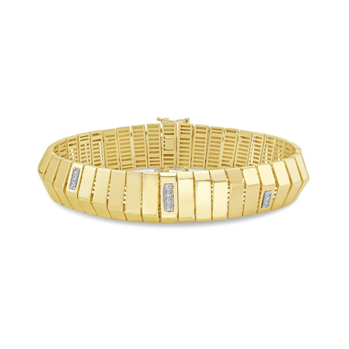 14K Diamond Piano Link Bracelet, front view