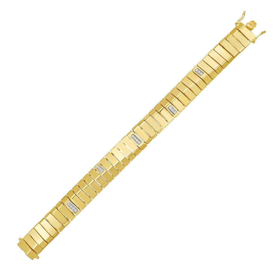 14K Diamond Piano Link Bracelet, view 3
