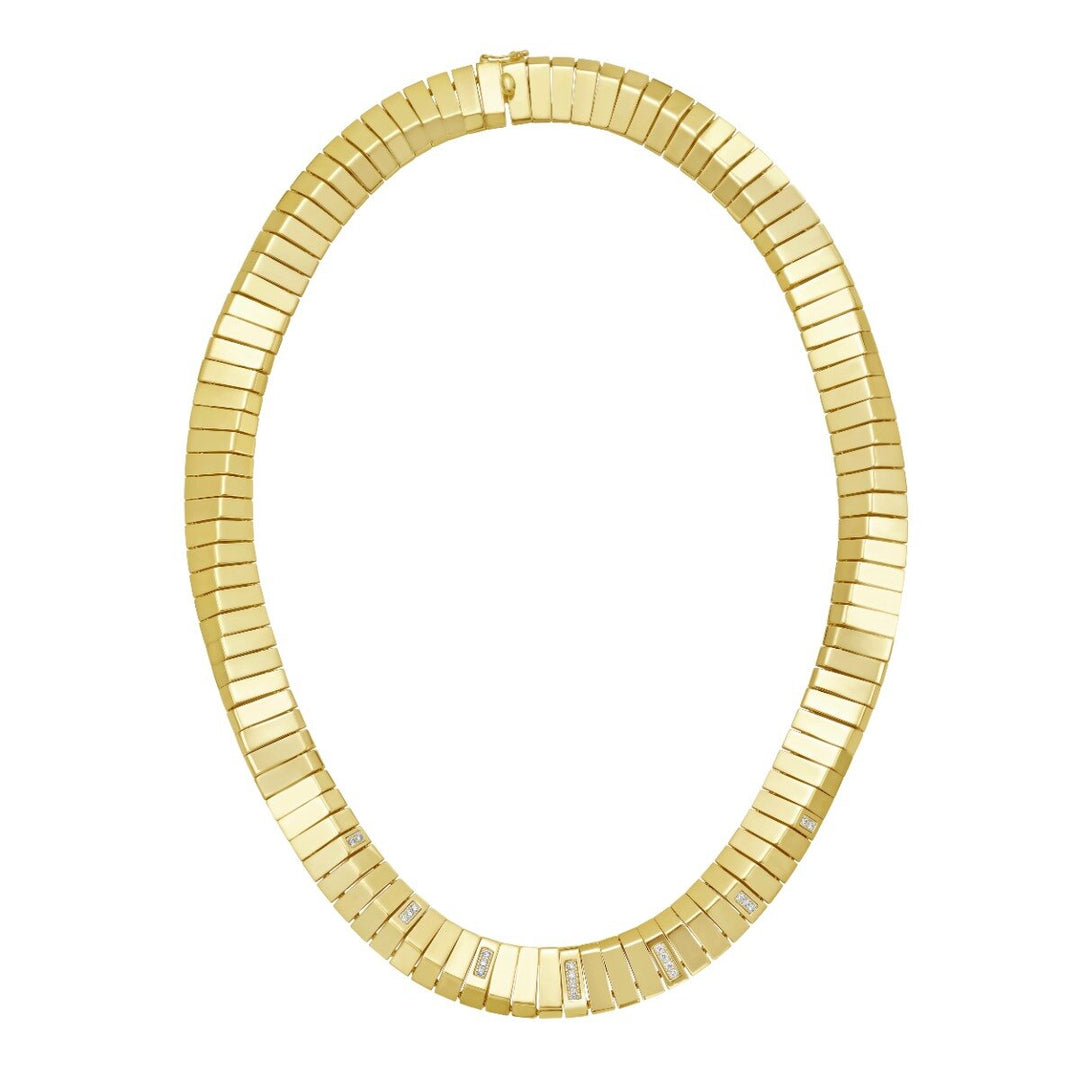 14K Diamond Piano Link Necklace, front view