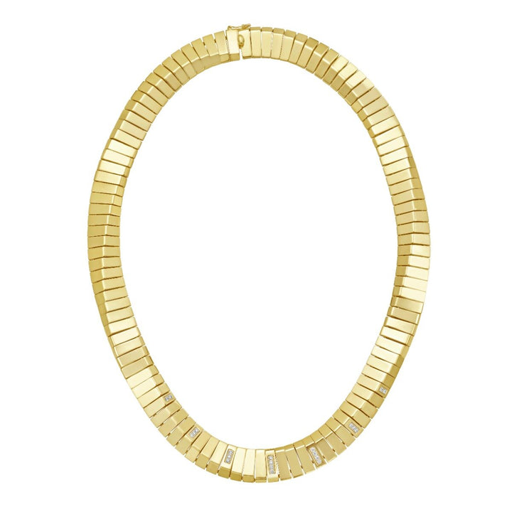 14K Diamond Piano Link Necklace, front view