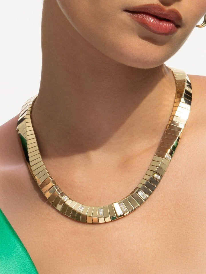 14K Diamond Piano Link Necklace, view 2
