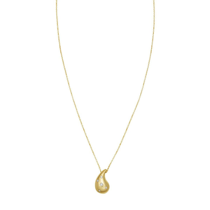 14K Diamond Raindrop Necklace, front view