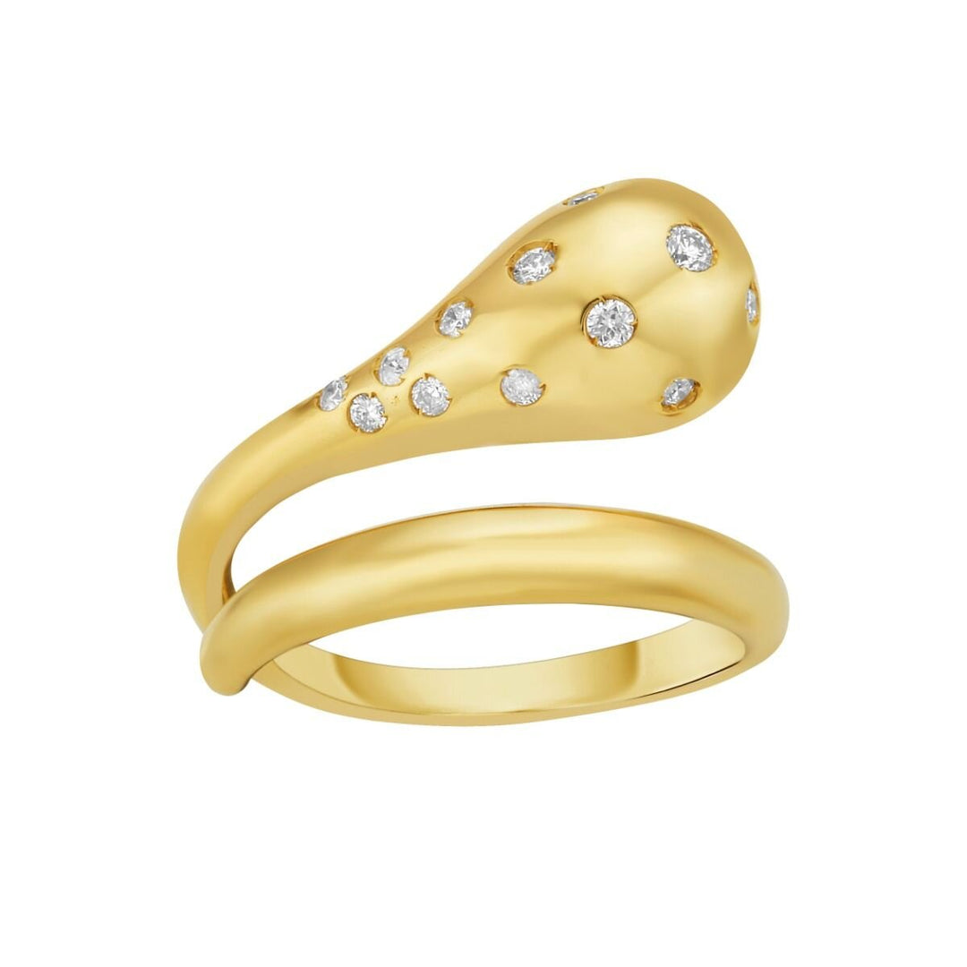 14K Diamond Raindrop Ring, front view
