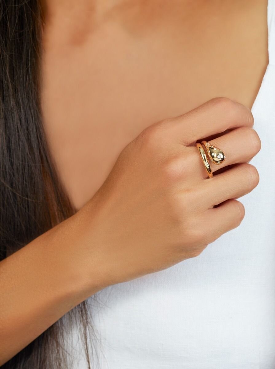 14K Diamond Raindrop Ring, view 3