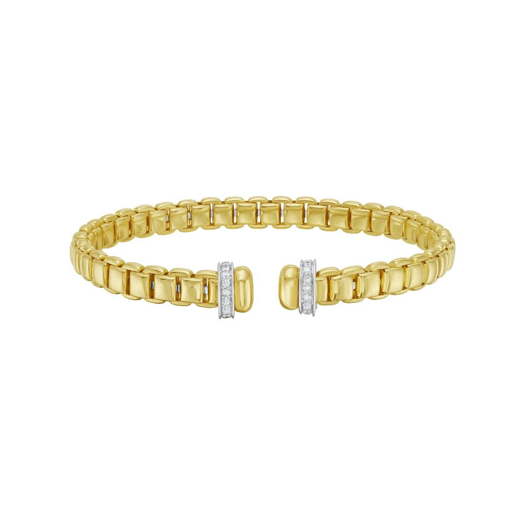 14K Diamond Rondel Ends Venetian Cuff, front view