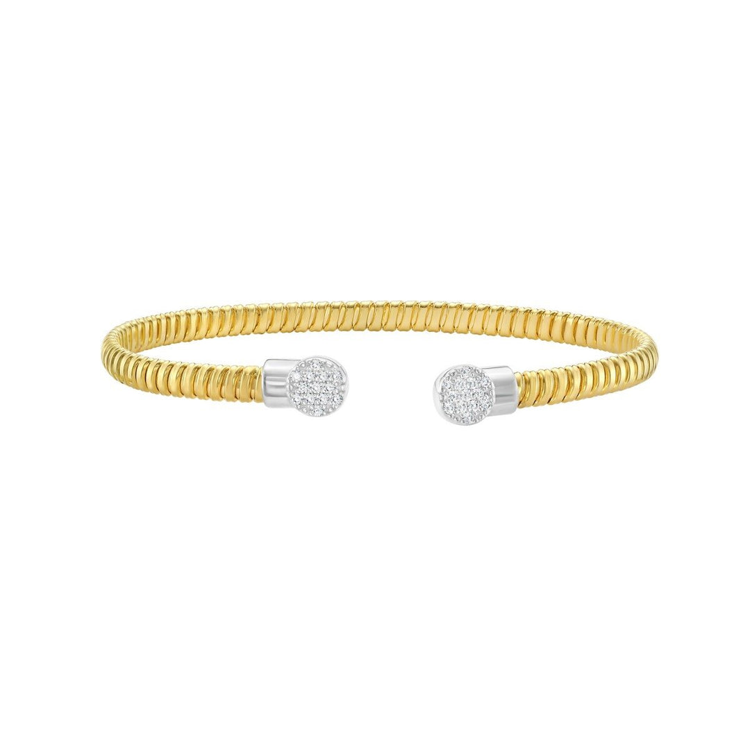 14K Diamond Round End Tubogas Cuff, front view