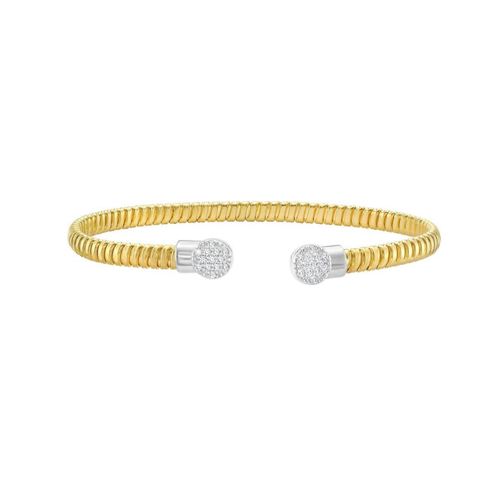 14K Diamond Round End Tubogas Cuff, front view