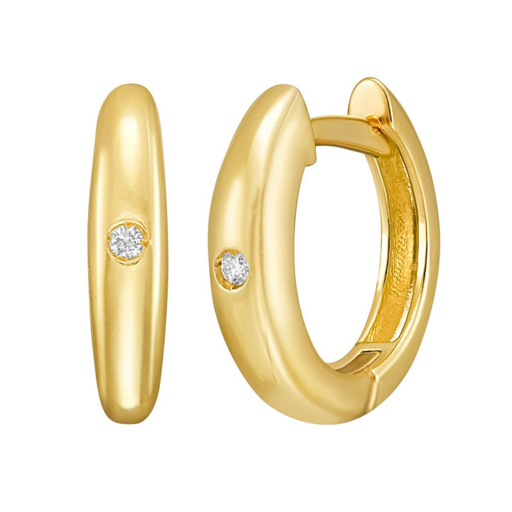 14K Diamond Small Hoop Earrings, view 2
