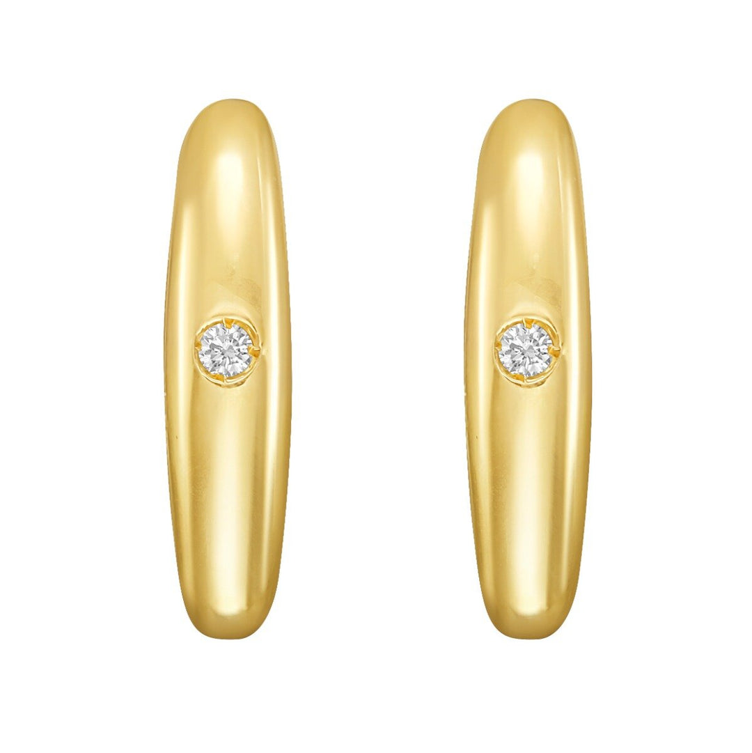 14K Diamond Small Hoop Earrings, view 3