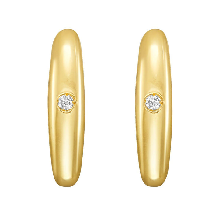 14K Diamond Small Hoop Earrings, view 3