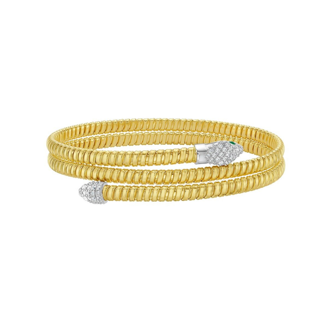 14K Diamond Snake Tubogas Bangle, front view