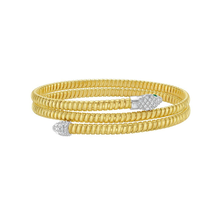 14K Diamond Snake Tubogas Bangle, front view