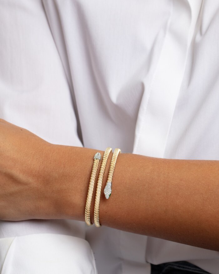 14K Diamond Snake Tubogas Bangle, view 2