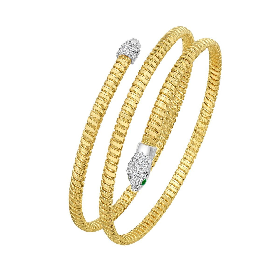 14K Diamond Snake Tubogas Bangle, view 3