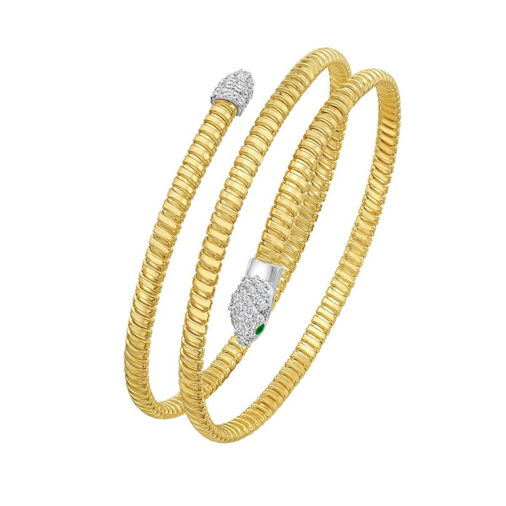 14K Diamond Snake Tubogas Bangle, view 3