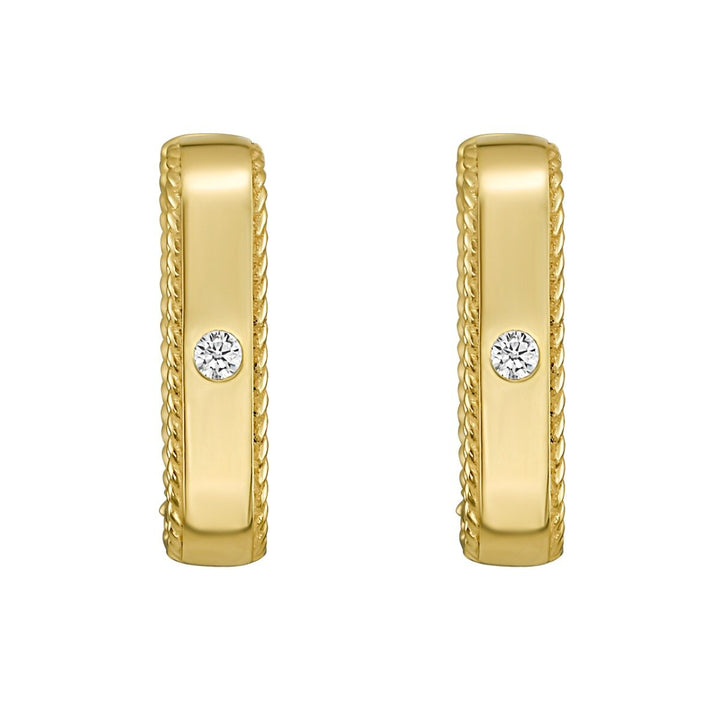 14K Diamond Square Huggie Earrings, view 3