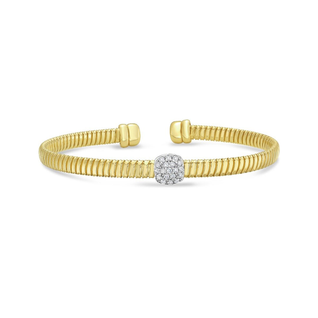 14K Diamond Square Tubogas Cuff, front view