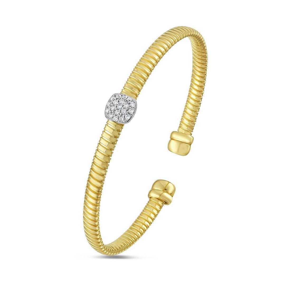 14K Diamond Square Tubogas Cuff, view 2