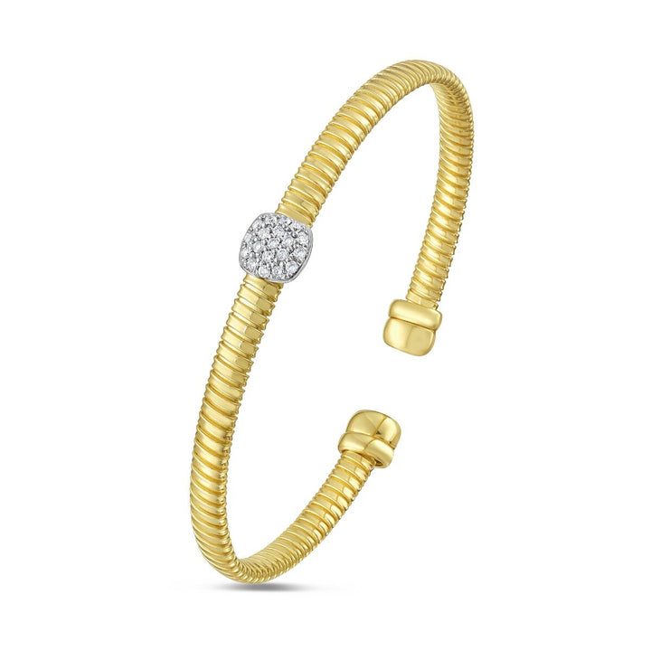 14K Diamond Square Tubogas Cuff, view 2