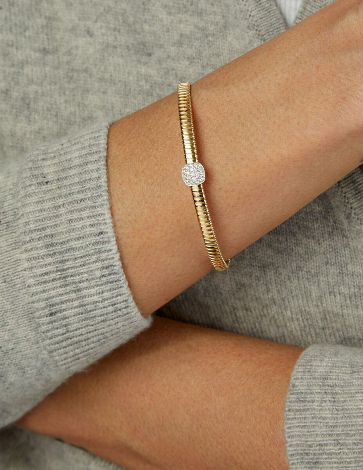 14K Diamond Square Tubogas Cuff, view 3