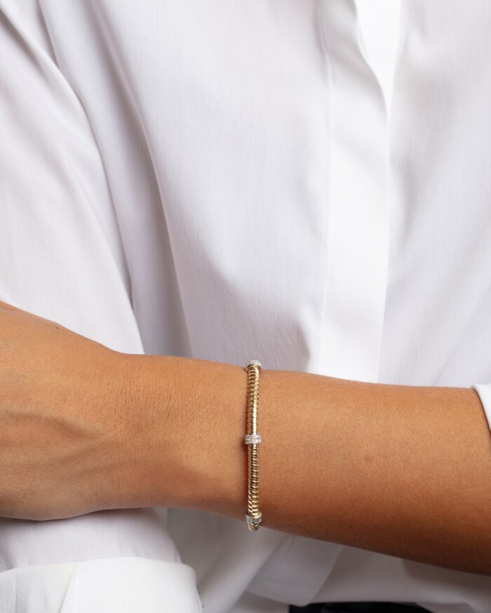 14K Diamond Triple Station Tubogas Cuff, view 2