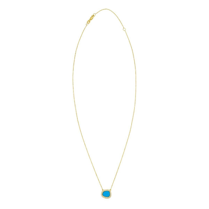 14K Diamond &amp; Turquoise Freeform Cushion Necklace, view 3