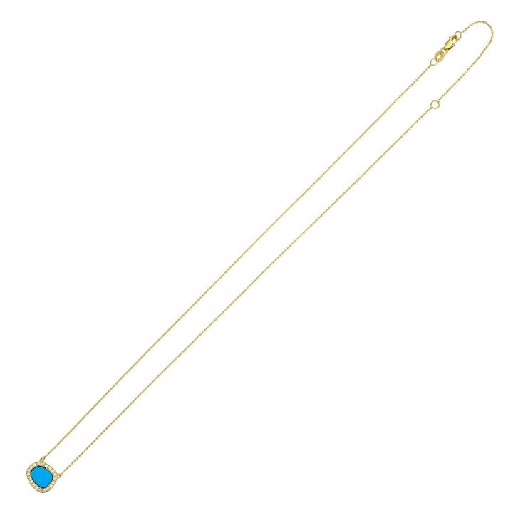 14K Diamond &amp; Turquoise Freeform Cushion Necklace, view 4