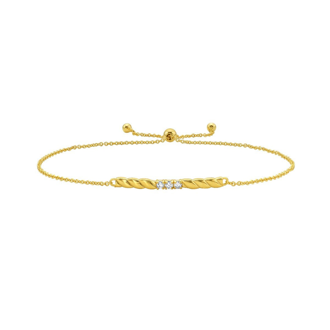 14K Diamond Twisted Bar Bracelet, front view